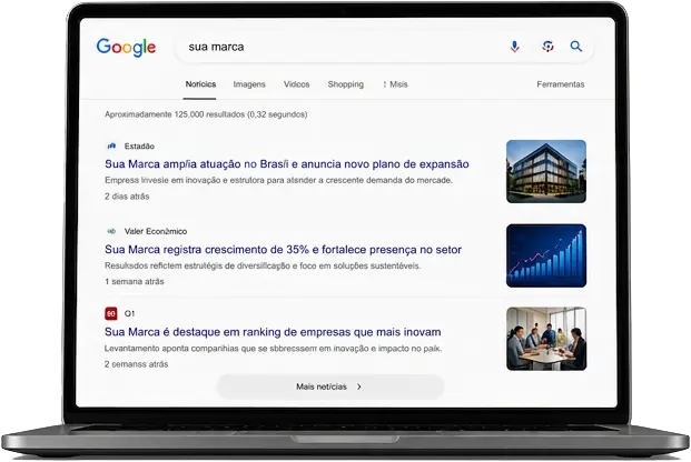 Notebook, mostrando sua reputação digital no google